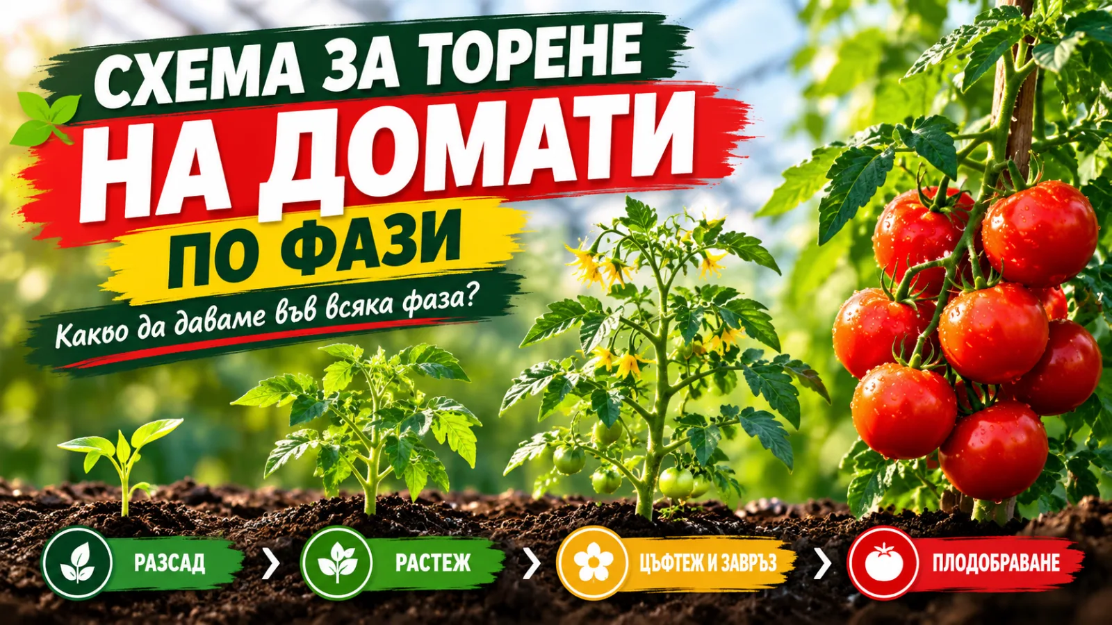 схема за торене на домати по фази от разсад до плододаване